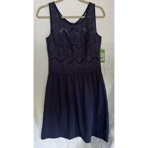 Lilly Pulitzer Rhea Dress Navy Blue Lace Crochet Sleeveless Dress Size M Womens